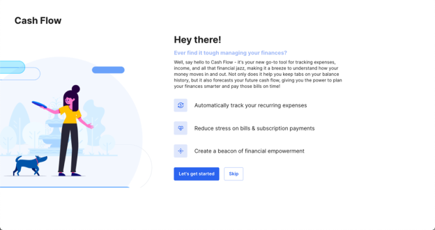 Cash flow tool wizard landing page