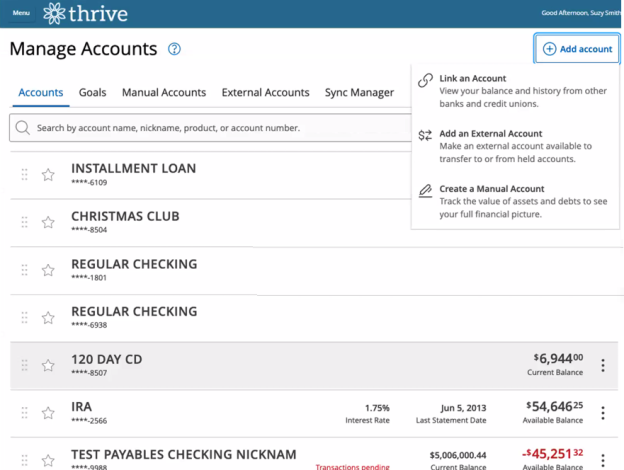 add account button menu