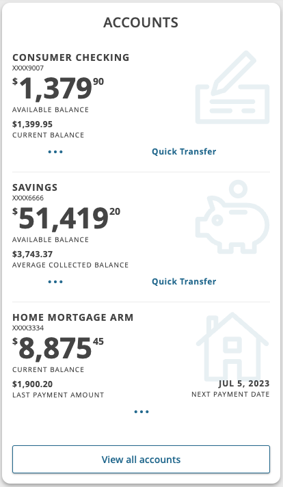 account tile showing multiple accounts