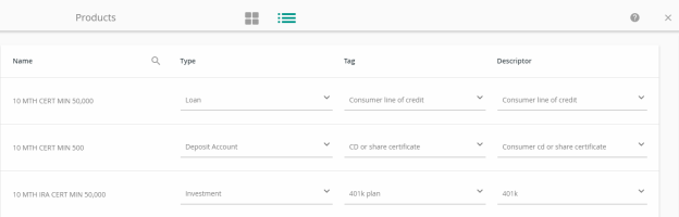 Products Page—List view